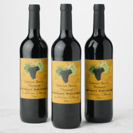 Rótulo De Garrafa De Cerveja Uvas Vintage Red Wine, Cabernet Sauvignon