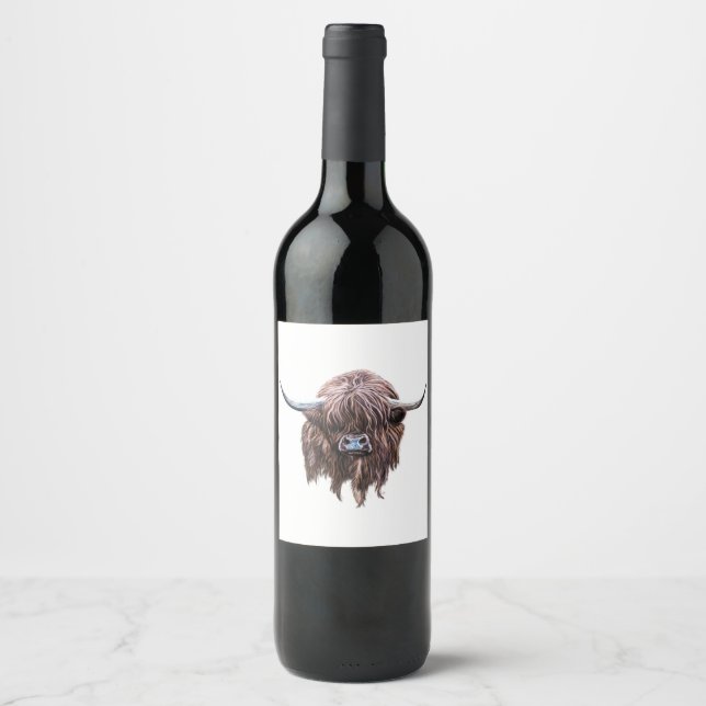 Rótulo De Garrafa De Cerveja Vaca Do Terreno Escocês A Cor (Frente)
