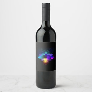 Rótulo De Garrafa De Cerveja Vaga-lume de néon sobre preto
