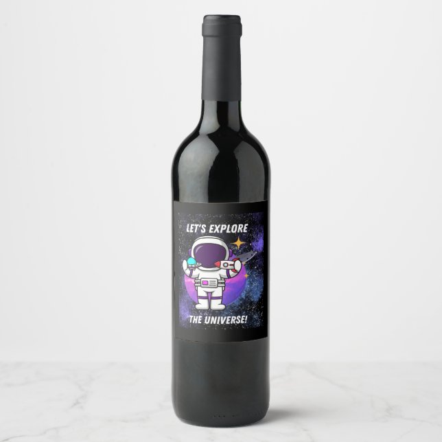 Rótulo De Garrafa De Cerveja Vamos explorar o universo (Frente)
