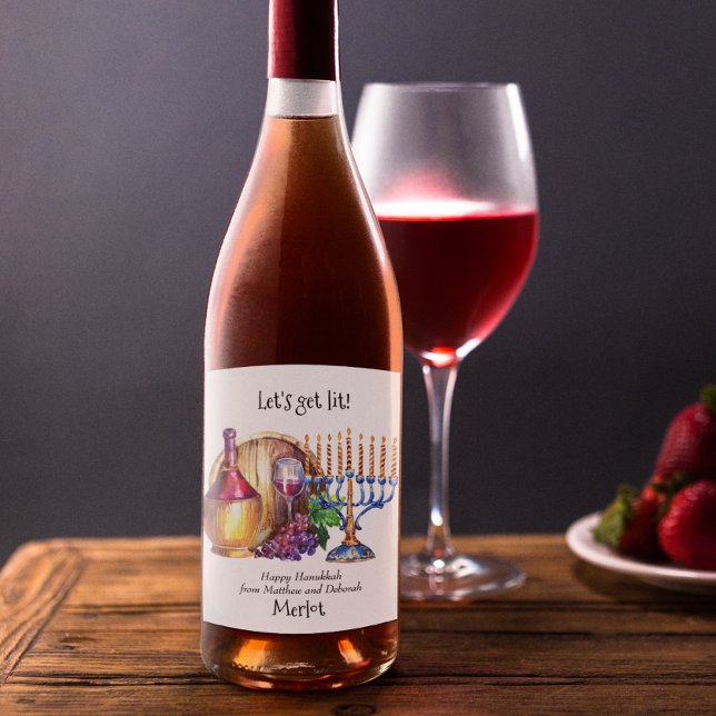 Rótulo De Garrafa De Cerveja Vamos Lit Hanukkah Engraçado Vinho De Presente (Criador carregado)