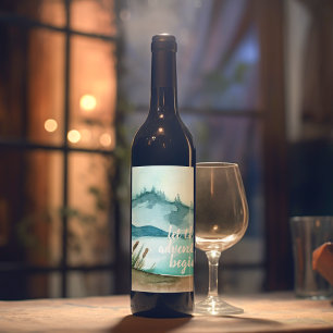 Rótulo De Garrafa De Cerveja Vamos Moderno Da Natureza Da Água Começa A Avent