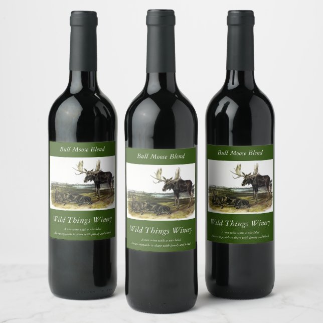 Rótulo De Garrafa De Cerveja veado-alce (alces-alces-alces) de Audubon (Garrafas)