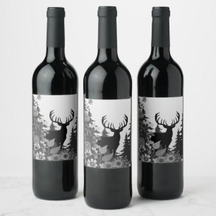 Rótulo De Garrafa De Cerveja Veado com Grande Rack Fora de Floresta