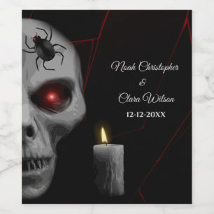 Rótulo De Garrafa De Cerveja Vela de Aranha do Crânio Gótico - Halloween Moody