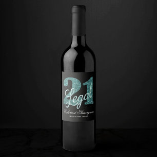 Rótulo De Garrafa De Cerveja Verde 21 e Jurídico Na moda aniversário de 21 an