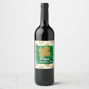 Rótulo De Garrafa De Cerveja Verde Dourado dos trevos floral