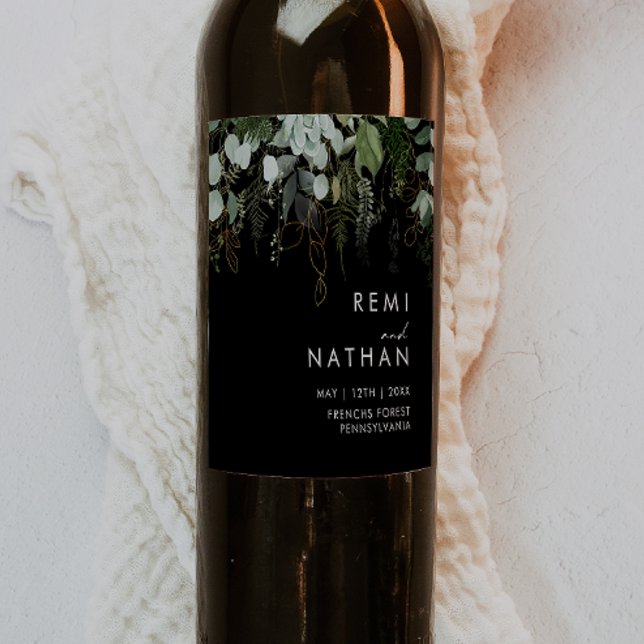 Rótulo De Garrafa De Cerveja Verde e Folha Dourada | Casamento Negro (Criador carregado)