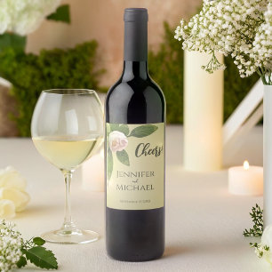 Rótulo De Garrafa De Cerveja Verde Floral Simples Elegante Casamento