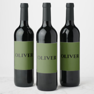 Rótulo De Garrafa De Cerveja Verde-oliva e nome preto minimalista
