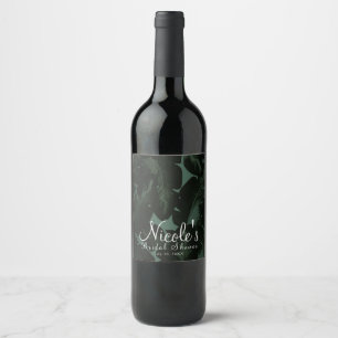Rótulo De Garrafa De Cerveja Verde & Preto Chic Folhas Tropicais Vinho de Casam