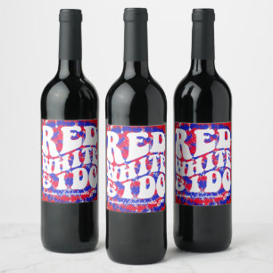 Rótulo De Garrafa De Cerveja Vermelho Branco e Eu   Retro Tie Dye