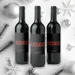 Rótulo De Garrafa De Cerveja Vermelho XOXO Tartan Padrão de Natal