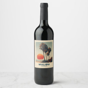 Rótulo De Garrafa De Cerveja Viagens vintage Malibu California