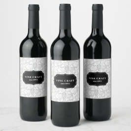 Rótulo De Garrafa De Cerveja Videira preto e branco Elegante Estético.