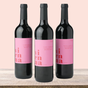 Rótulo De Garrafa De Cerveja Viena Áustria tipografia rosa vermelho