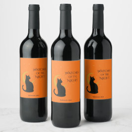 Rótulo De Garrafa De Cerveja Vigia da Noite - Gato Negro Halloween