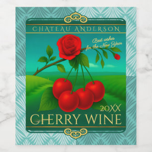 Rótulo De Garrafa De Cerveja Vinagre de arbustos cordiais de cereja caseira