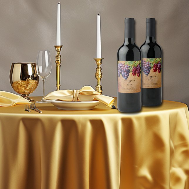 Rótulo De Garrafa De Cerveja Vineyard Winery Casando Uvas Vermelhas Roxas Roxas (Criador carregado)