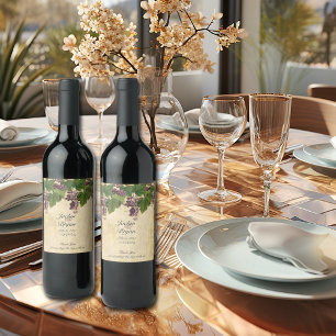 Rótulo De Garrafa De Cerveja Vinha De Casamento, Vineyard Watercolor Rustic