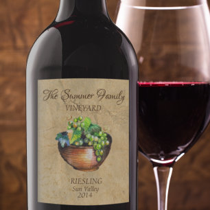 Rótulo De Garrafa De Cerveja Vinha Vintage-Vintage-Uva-branca