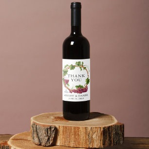 Rótulo De Garrafa De Cerveja Vinhas De Uva De Vidro Elegante Casamento De Madei