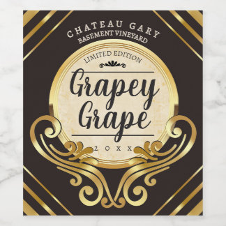 Rótulo De Garrafa De Cerveja Vinhateiro caseiro de vinho caseiro dourado falso