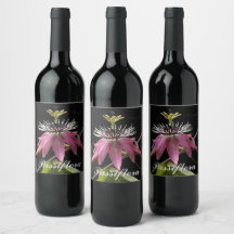 Vinheta de garrafa de vinho, flora passiva