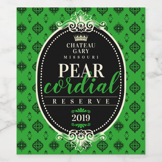 Rótulo De Garrafa De Cerveja Vinho caseiro damasco ornamentado personalizado ca (Rótulo Único)