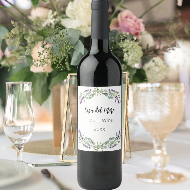 Rótulo De Garrafa De Cerveja Vinho da casa floral lavanda (Criador carregado)