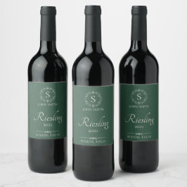 Rótulo De Garrafa De Cerveja Vinho De artesanato Verde Monograma