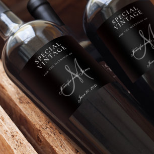 Rótulo De Garrafa De Cerveja Vinho De Casamento Da Cinza Negra Elegante
