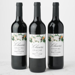Rótulo De Garrafa De Cerveja Vinho de Casamento Floral de Cor de Água de Pêsseg