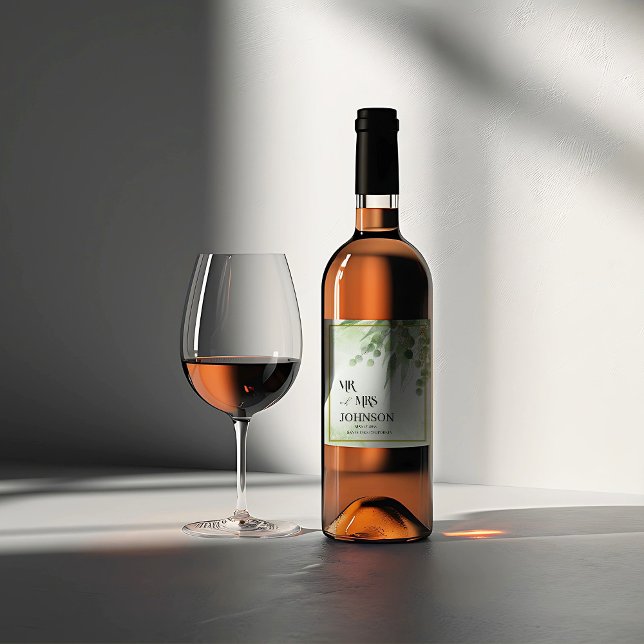 Rótulo De Garrafa De Cerveja Vinho de foliagem verde de Eucalyptus (Criador carregado)