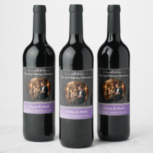 Rótulo De Garrafa De Cerveja Vinho de Foto de Aniversário Conjunto Roxa Real El