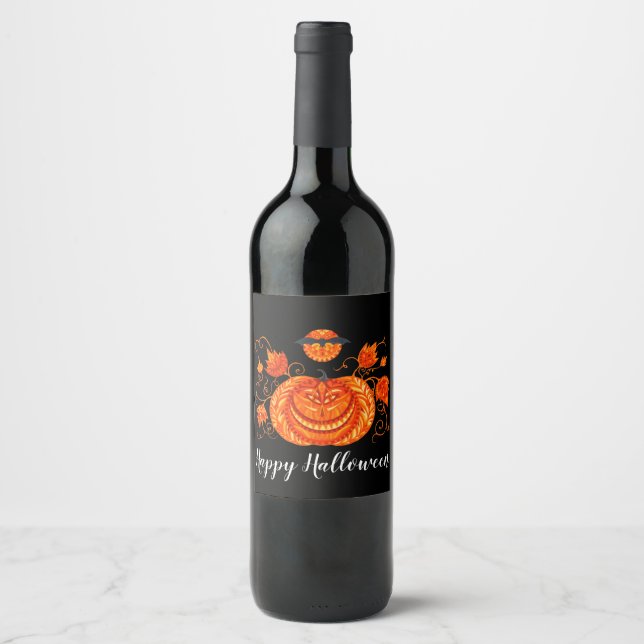 Rótulo De Garrafa De Cerveja Vinho de Halloween (Frente)