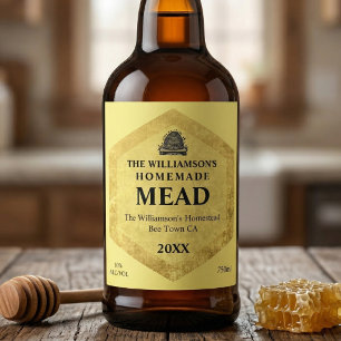 Rótulo De Garrafa De Cerveja Vinho de Mel Hidromel Caseiro Colmeia Vintage