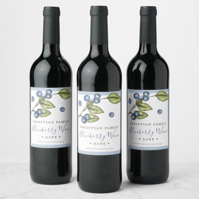 Rótulo De Garrafa De Cerveja Vinho de Mirtilo Azul Rústico (Garrafas)
