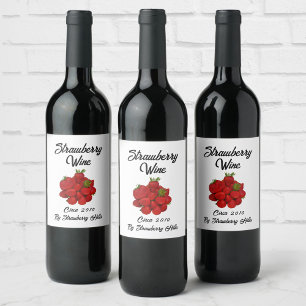 Rótulo De Garrafa De Cerveja Vinho de Morango Frutas Fotográficas
