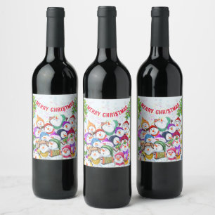 Rótulo De Garrafa De Cerveja Vinho de Natal Feliz Festa de Neve Engraçada