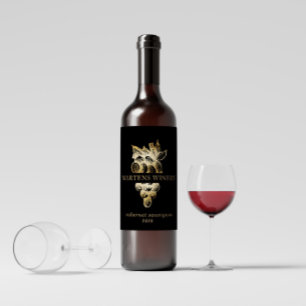 Rótulo De Garrafa De Cerveja vinho de uvas de ouro