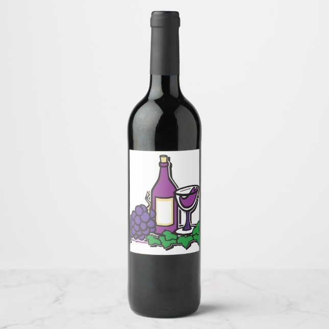 Rótulo De Garrafa De Cerveja Vinho e Uvas Tinto (Frente)
