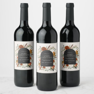 Rótulo De Garrafa De Cerveja Vinho elegante botânico de Natal