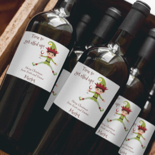 Rótulo De Garrafa De Cerveja Vinho Engraçado do Elfo Natal Elfado
