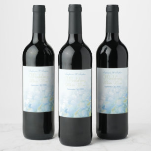 Rótulo De Garrafa De Cerveja Vinho floral do casamento do Hydrangea