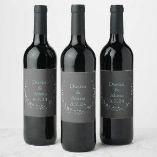 Rótulo De Garrafa De Cerveja Vinho Floral Simples De Fúria De Casamento