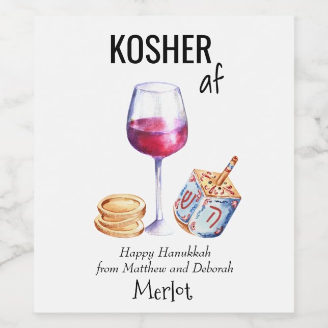 Rótulo De Garrafa De Cerveja Vinho Kosher AF Presente Engraçado de Hanukkah (Rótulo Único)