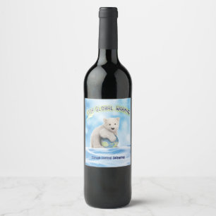 Rótulo De Garrafa De Cerveja Vinho Personalizado do Urso Polar de Aquecimento G
