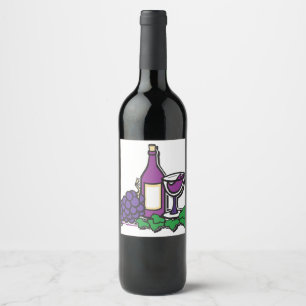 Rótulo De Garrafa De Cerveja Vinho tinto e uvas
