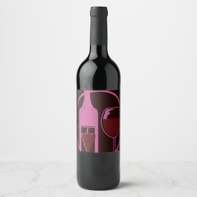 Rótulo De Garrafa De Cerveja Vinho Tinto e Uvas (Frente)